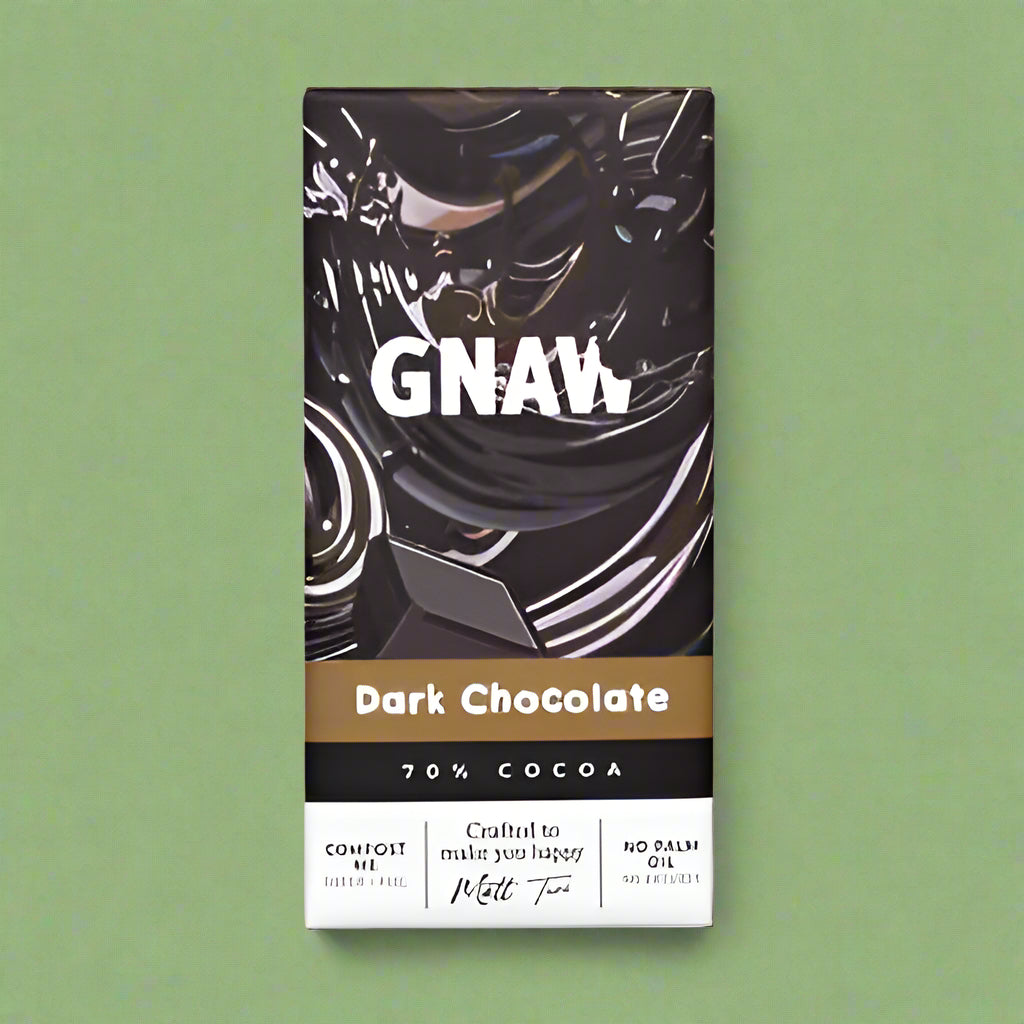 A bar of Gnaw dark chocolate