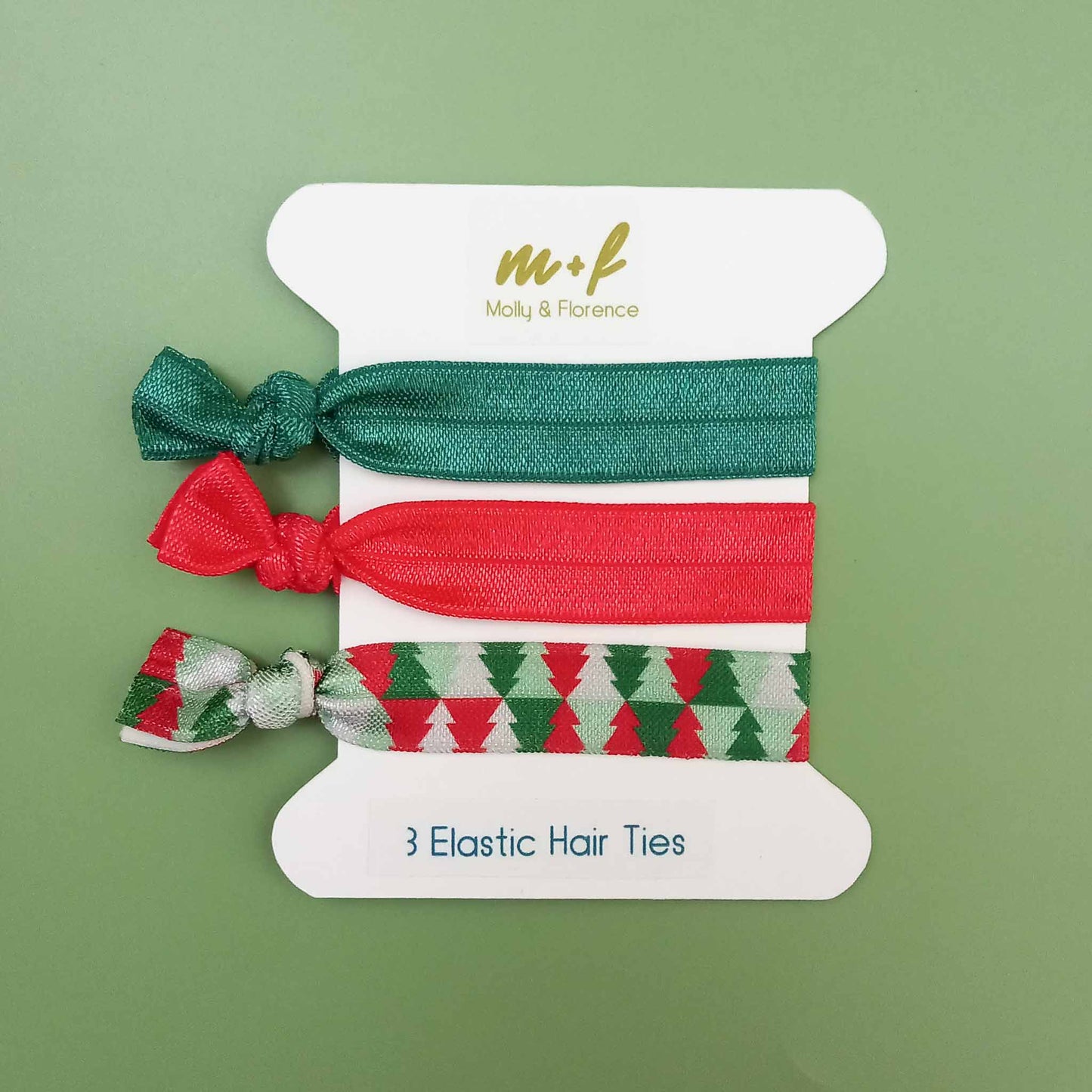 Christmas Themed Elastic Hair Ties. Set of 3. Style A