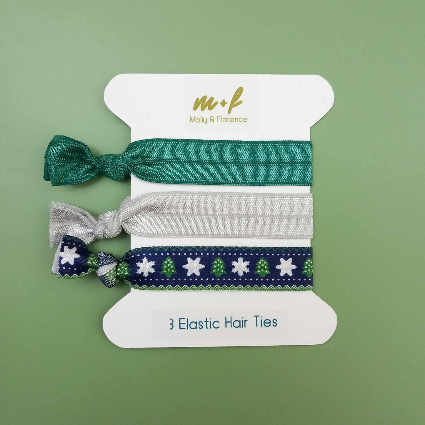 Christmas Themed Elastic Hair Ties. Set of 3. Style B