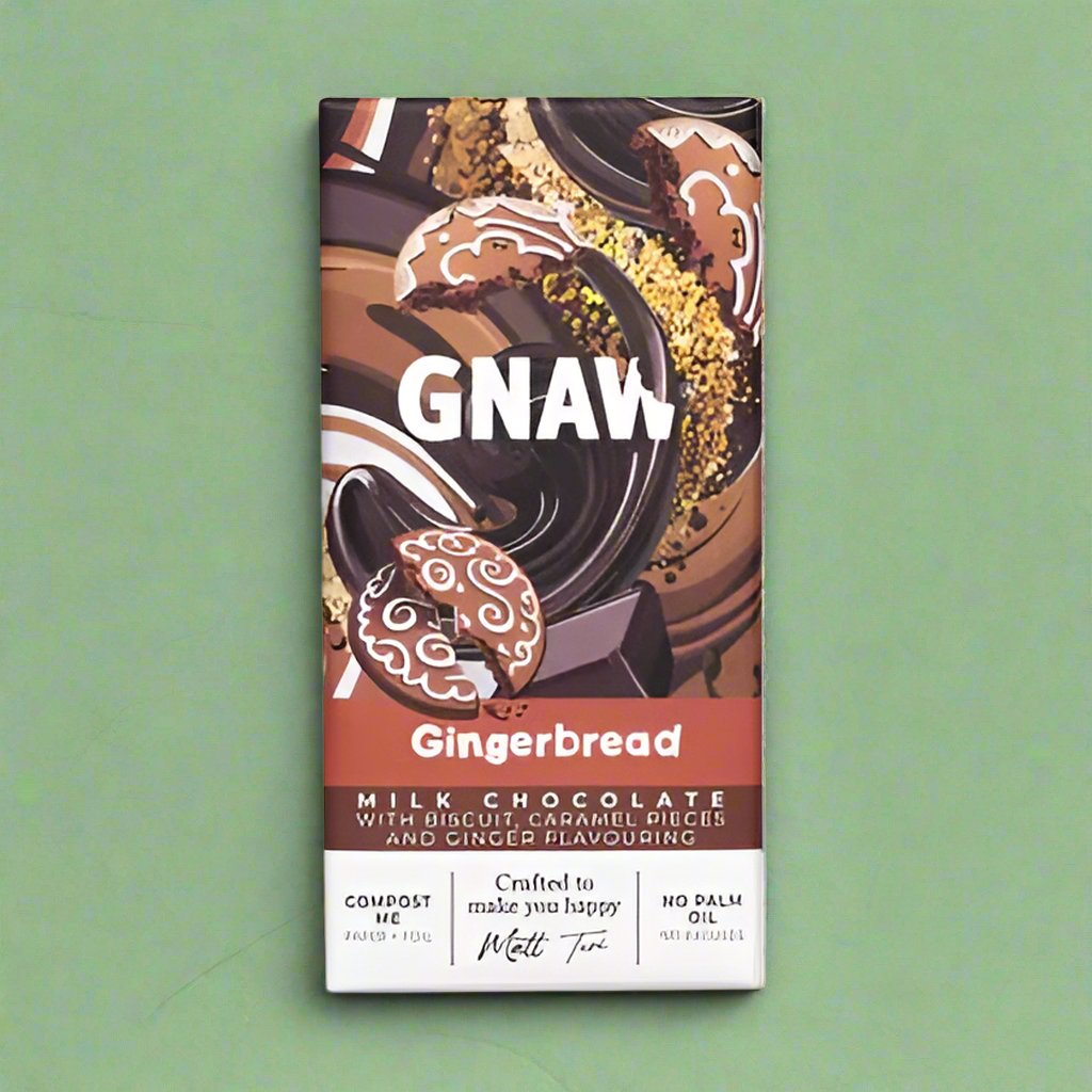 An 80g bar of Gnaw gingerbread milk chocolate