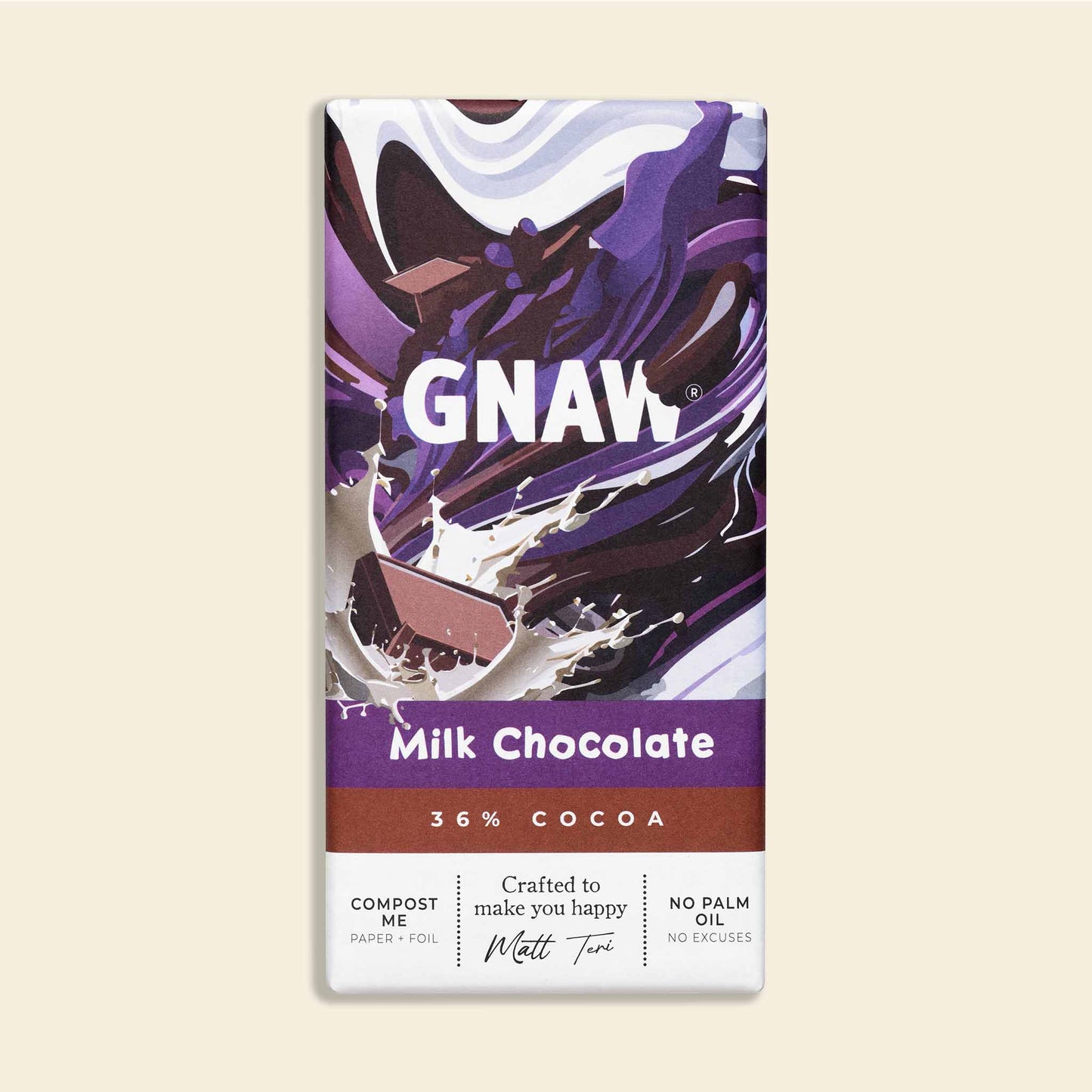 A bar of Gnaw milk chocolate