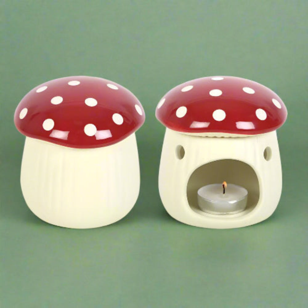 Ceramic red cap mushroom shaper oil burner