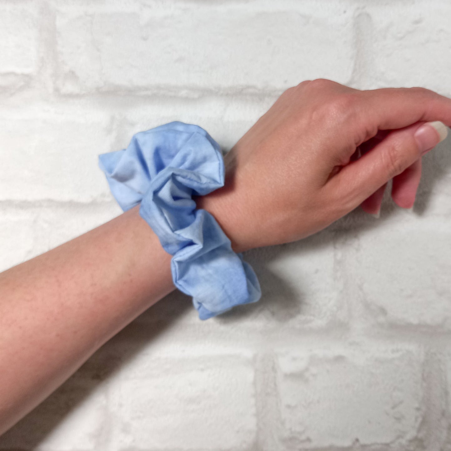 Blue batik scrunchie