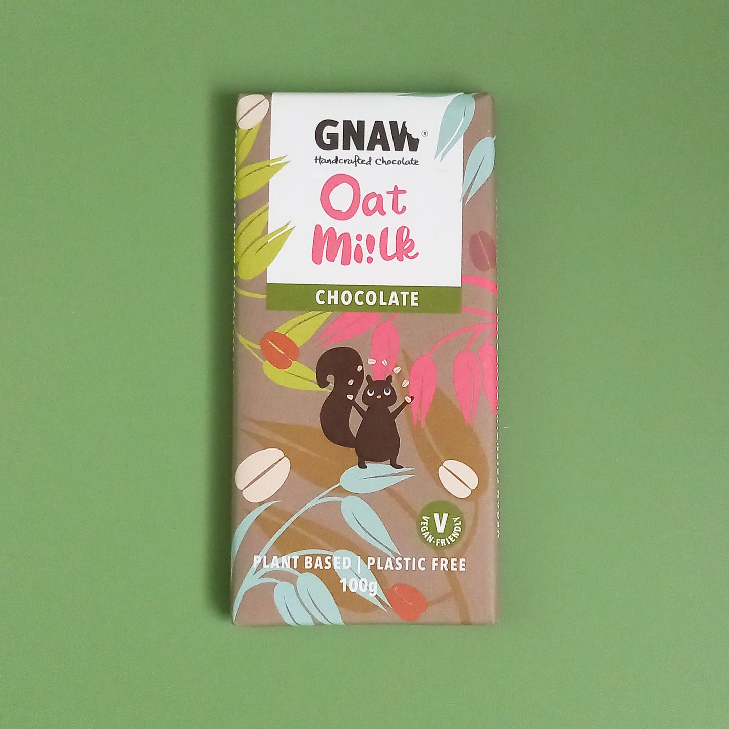 A bar of Gnaw vegan oat milk chocolate