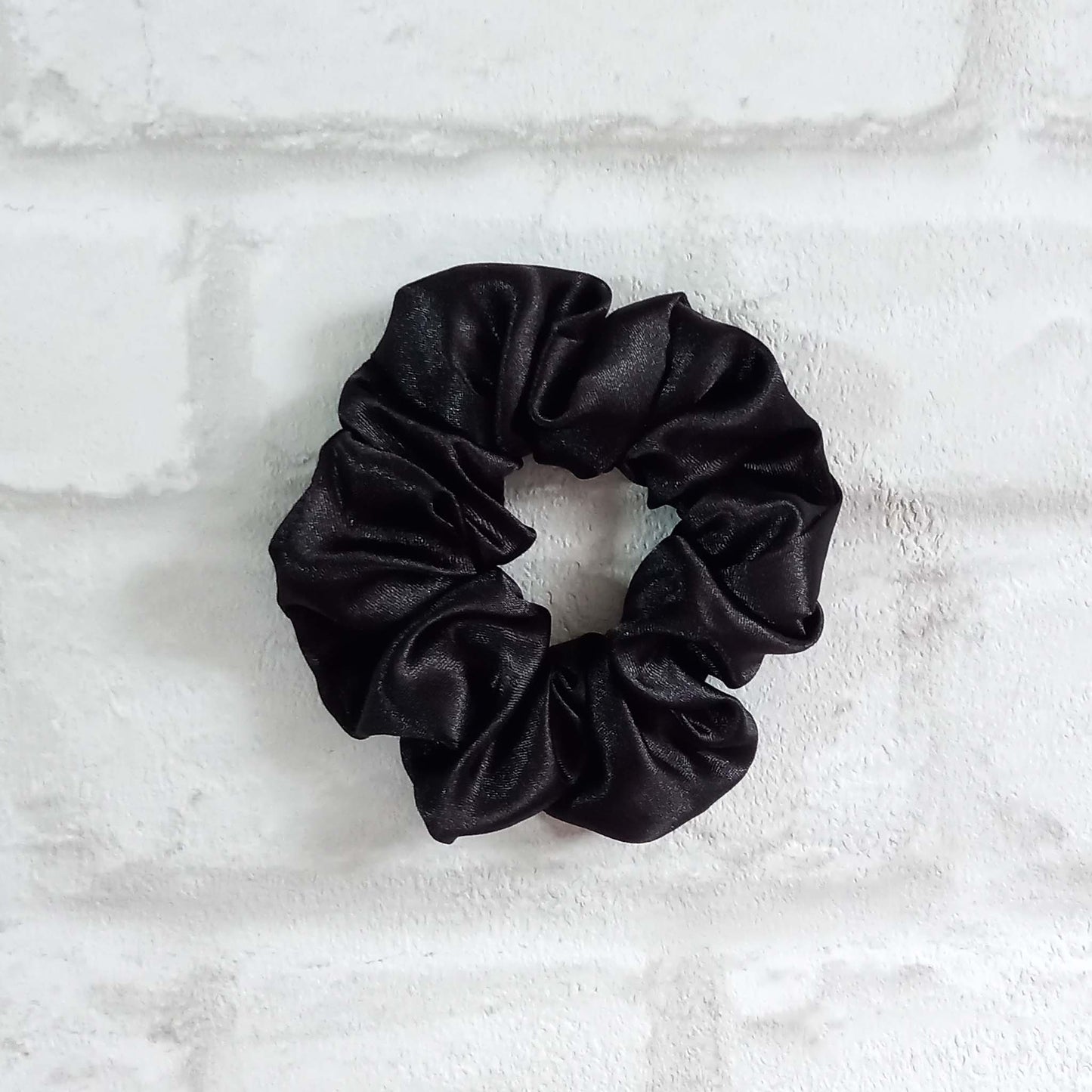 Black satin hair scrunchie