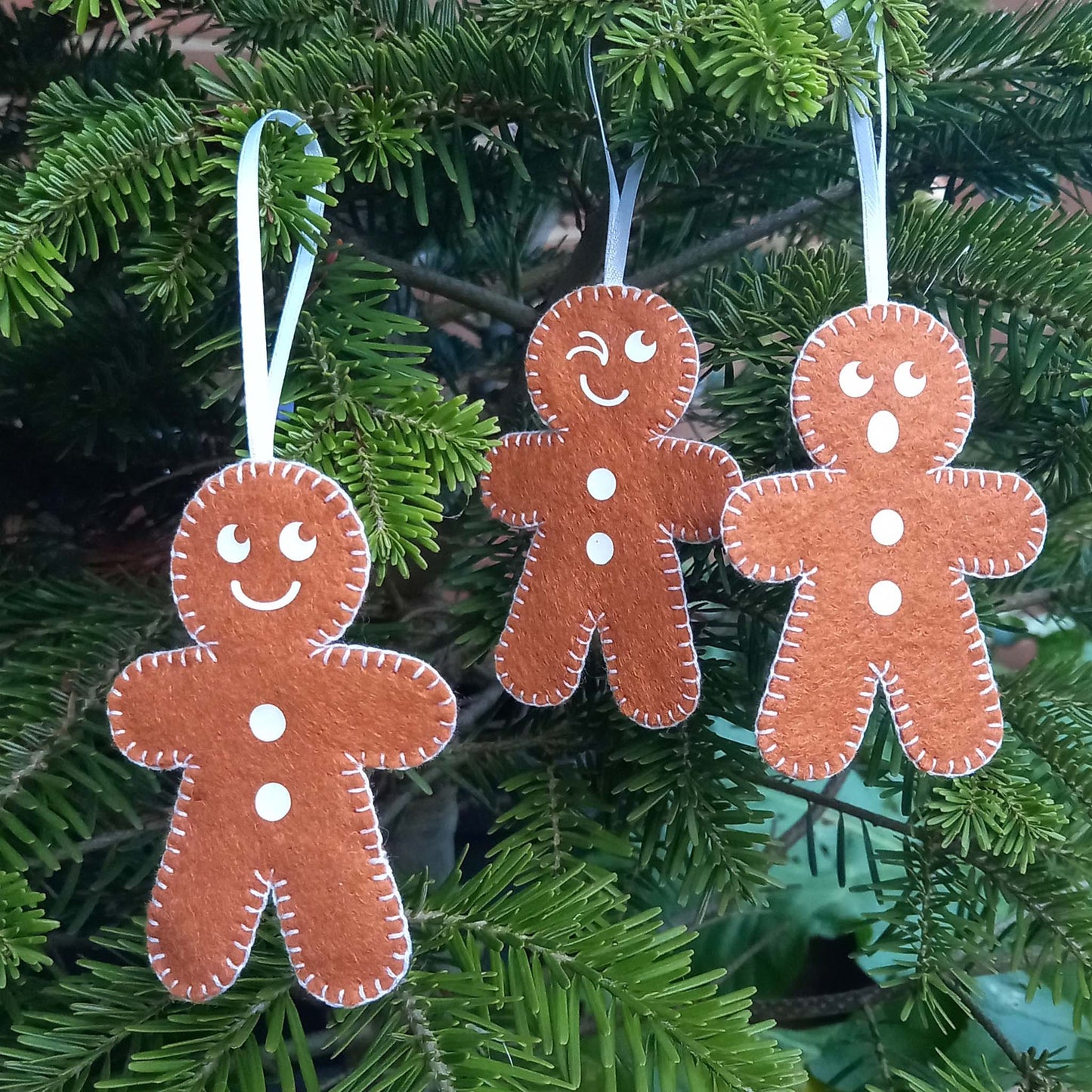 Set of 3 felt gingerbread men Christmas tree decorations