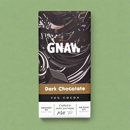 A bar of Gnaw dark chocolate