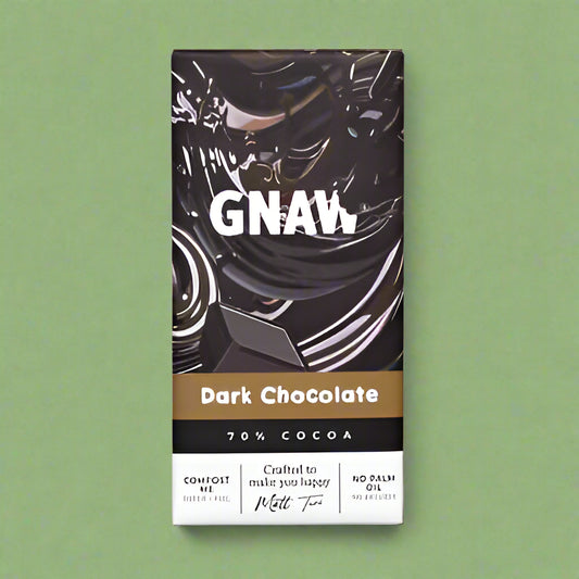 A bar of Gnaw dark chocolate