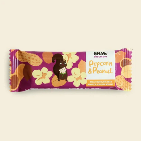 Gnaw Popcorn and Peanut Milk Chocolate snack bar 35g