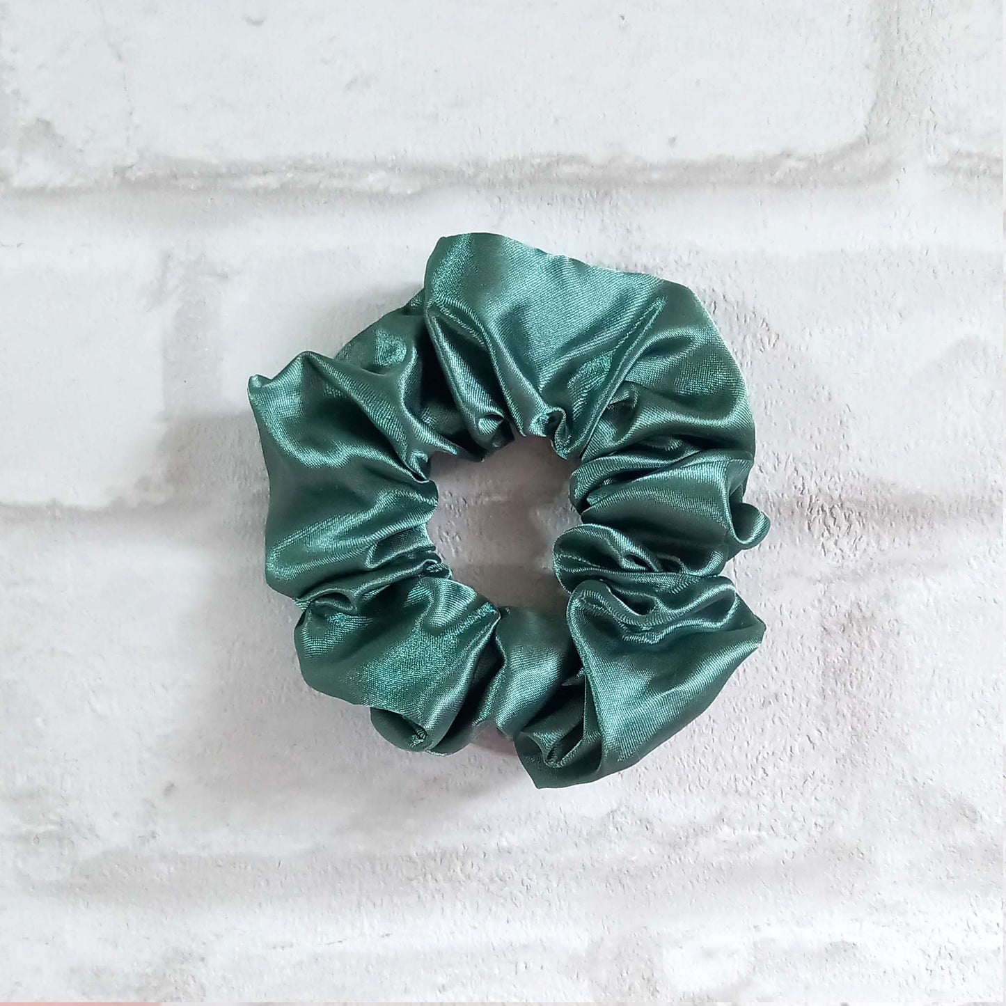 Sage green satin hair scrunchie