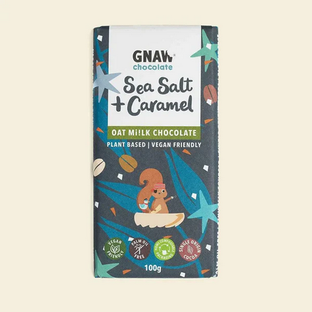 Gnaw Sea Salt & Crunchy Caramel Oat Mi!lk Chocolate 100g (Vegan)