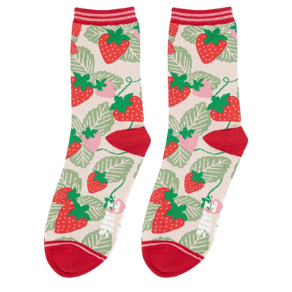 Women's Beige Strawberry Socks
