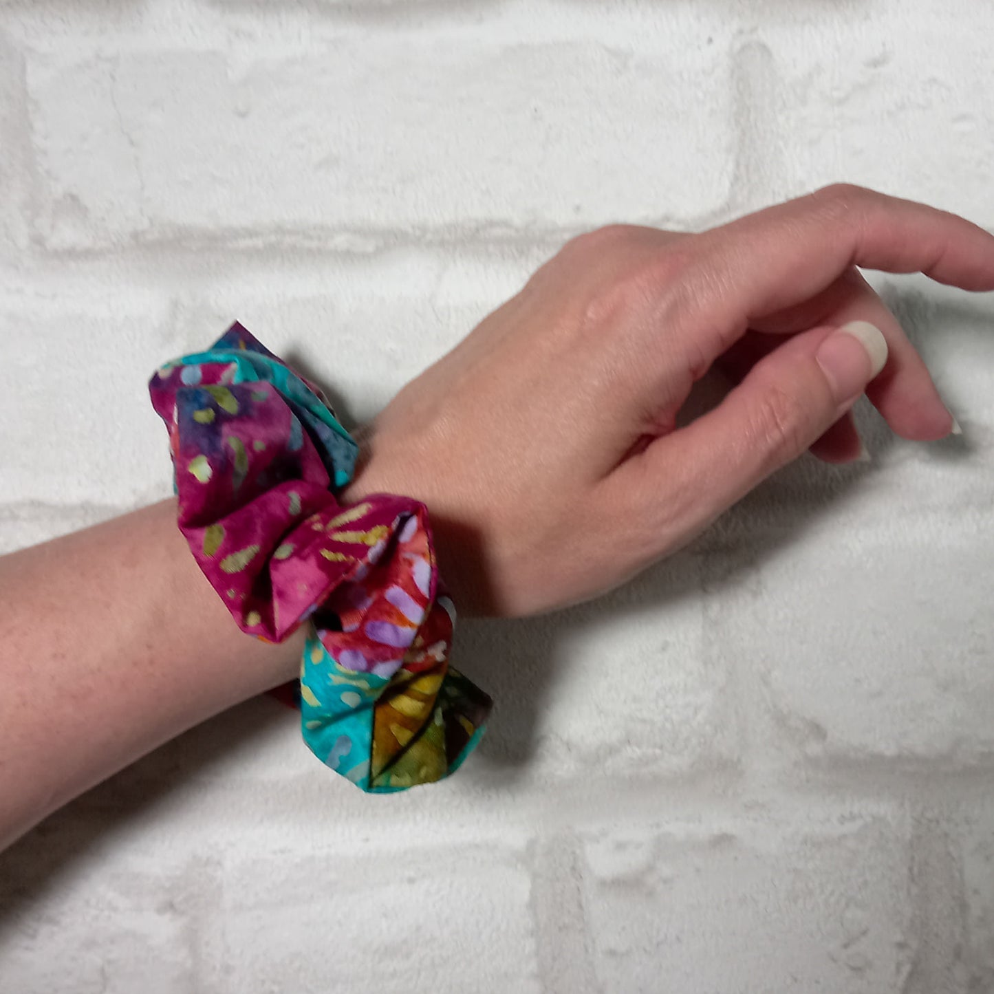 Multi patterned batik scrunchie