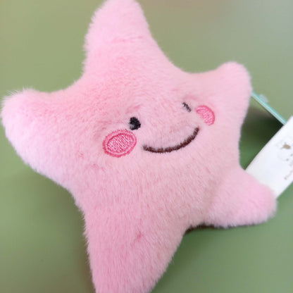 Closeup of pink starfish soft toy
